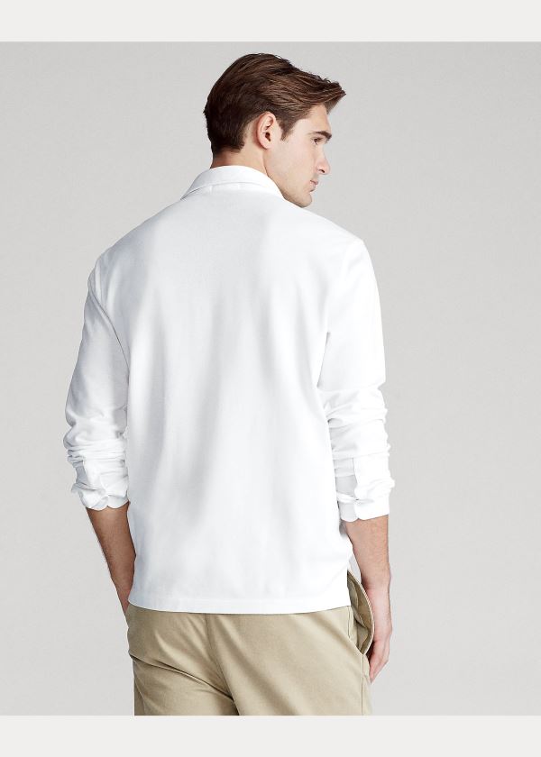 Ralph Lauren Custom Slim Stretch Mesh Polo Bílé | sQC1aYGl