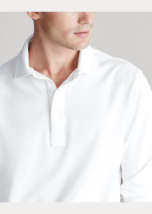 Ralph Lauren Custom Slim Stretch Mesh Polo Bílé | sQC1aYGl