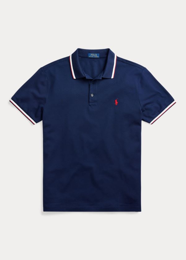 Ralph Lauren Custom Slim Stretch Mesh Polo Tmavě Blankyt | zNcAIzpq