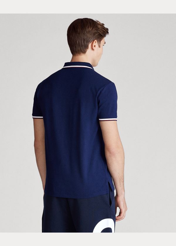 Ralph Lauren Custom Slim Stretch Mesh Polo Tmavě Blankyt | zNcAIzpq