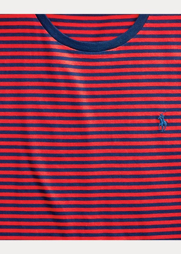 Ralph Lauren Custom Slim Striped T-Shirt Červené Tmavě Blankyt | B3eVVFQl
