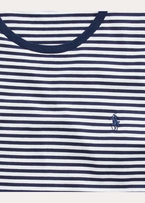 Ralph Lauren Custom Slim Striped T-Shirt Bílé Tmavě Blankyt | vmxOIWmM