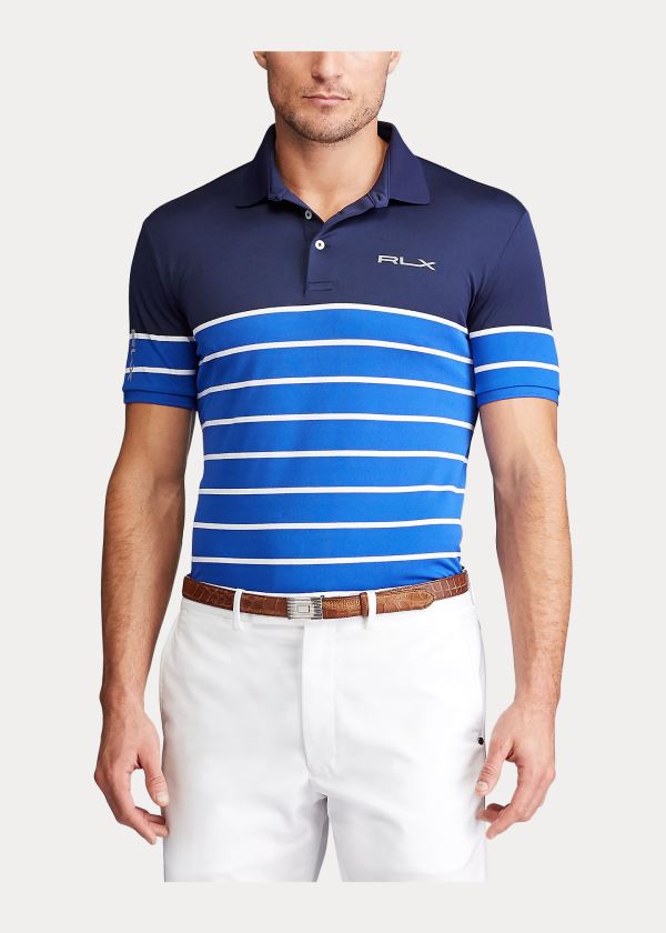 Ralph Lauren Custom Slim Tech Piqué Polo Královská Modrá Blankyt Bílé | tCyBj4Xp