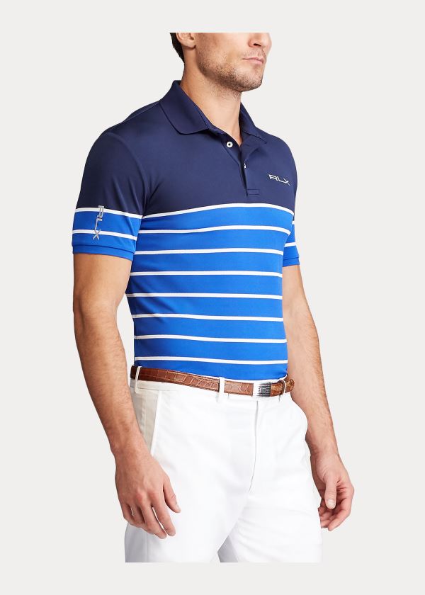 Ralph Lauren Custom Slim Tech Piqué Polo Královská Modrá Blankyt Bílé | tCyBj4Xp