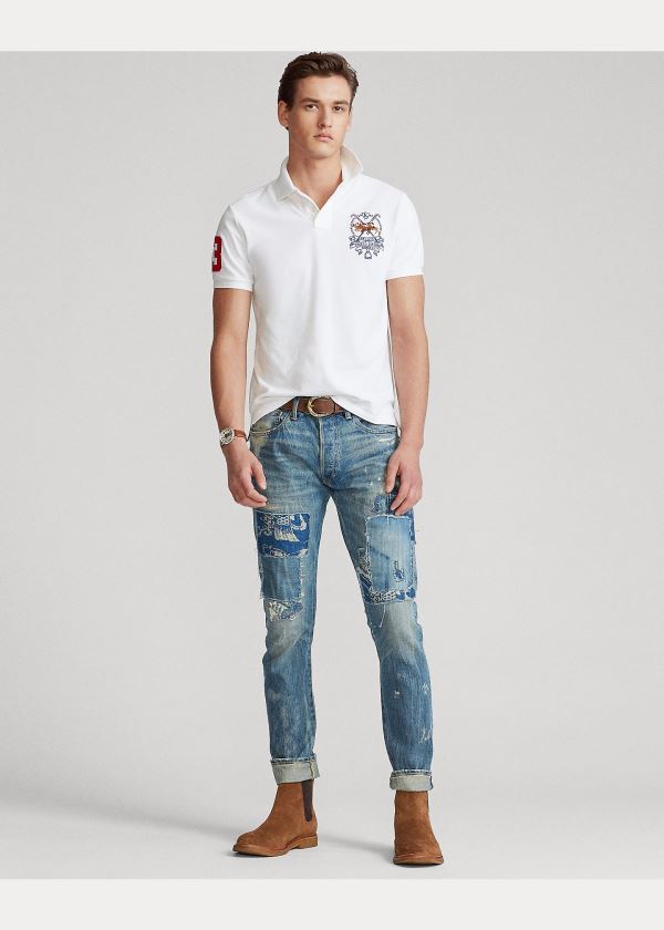 Ralph Lauren Custom Slim Triple-Pony Polo Bílé | xVSkYNDM