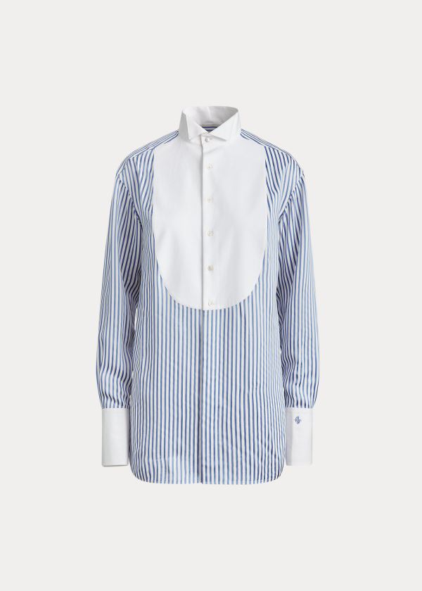 Ralph Lauren Damien Striped Satin Shirt Světle Blankyt Bílé | FUTRho7l