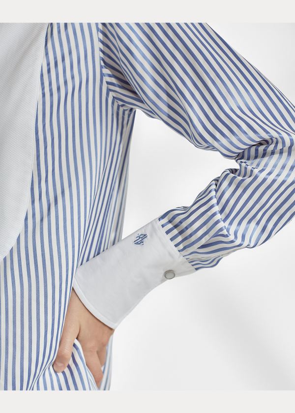 Ralph Lauren Damien Striped Satin Shirt Světle Blankyt Bílé | FUTRho7l
