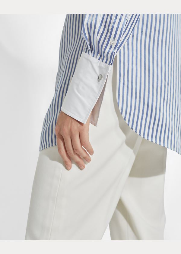 Ralph Lauren Damien Striped Satin Shirt Světle Blankyt Bílé | FUTRho7l