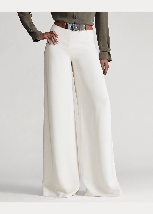 Ralph Lauren Daria Crepe Marocain Pant Krém | Wv0lzG9C