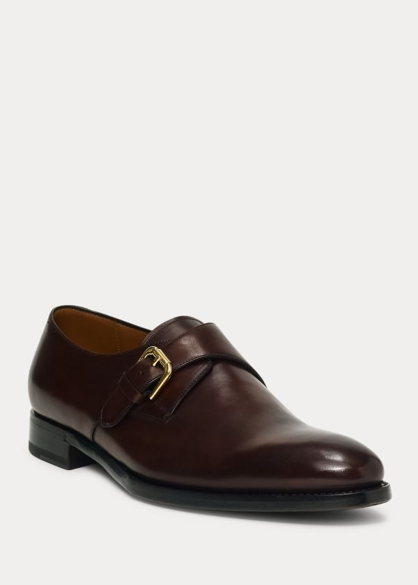 Ralph Lauren Darnell Calf Monk-Páskové Shoe Tmavě Hnědé | ubphRdxO