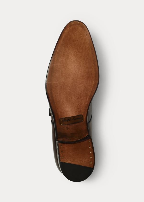 Ralph Lauren Darnell Calf Monk-Páskové Shoe Tmavě Hnědé | ubphRdxO