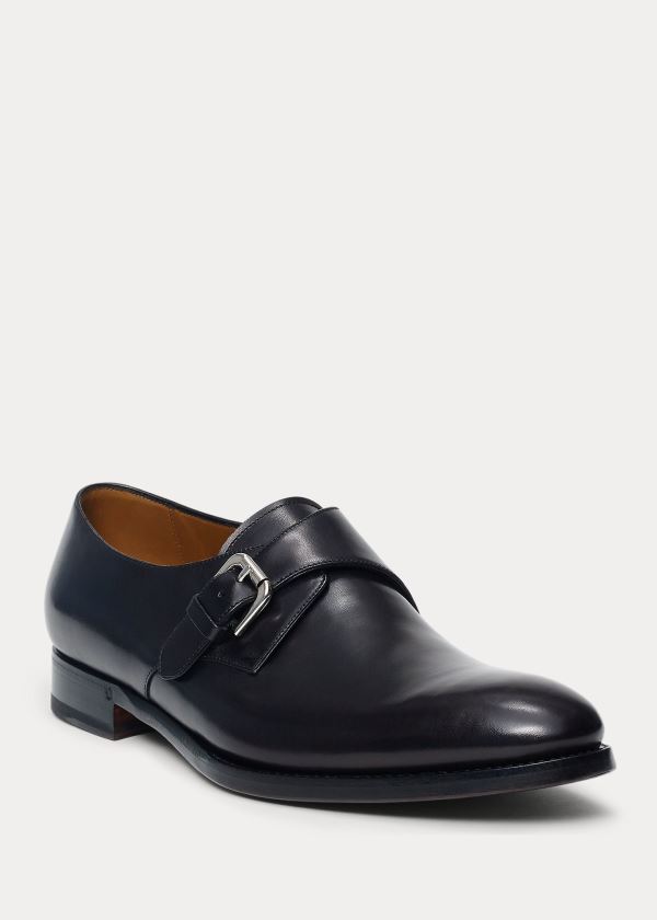 Ralph Lauren Darnell Calf Monk-Páskové Shoe Černé | xwpMOzRQ
