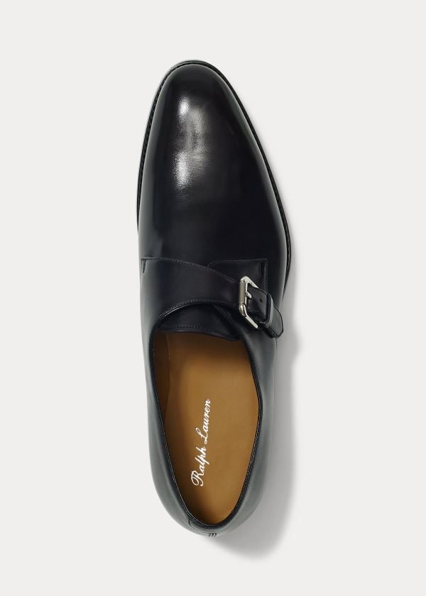 Ralph Lauren Darnell Calf Monk-Páskové Shoe Černé | xwpMOzRQ