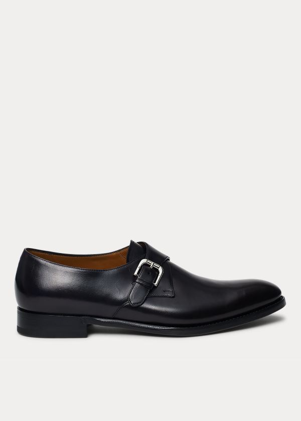 Ralph Lauren Darnell Calf Monk-Páskové Shoe Černé | xwpMOzRQ