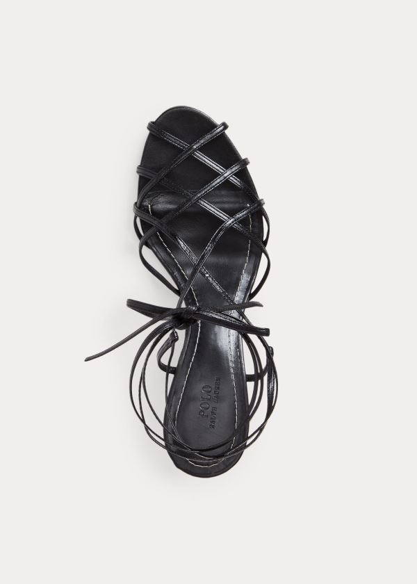 Ralph Lauren Deana Læder Sandal Černé | 8Pc0xRZ9