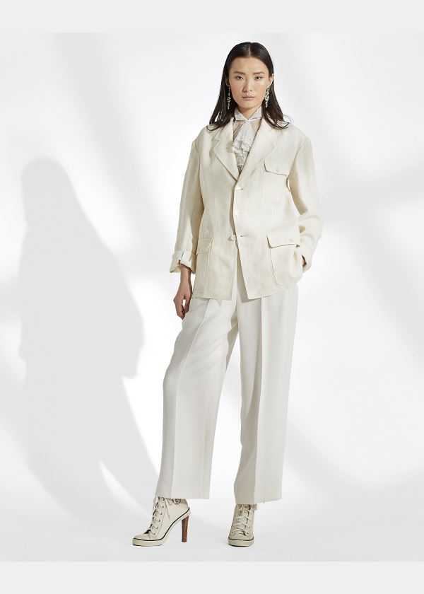 Ralph Lauren Demi Linen Jacket Světle Krém | YgkOZlZT