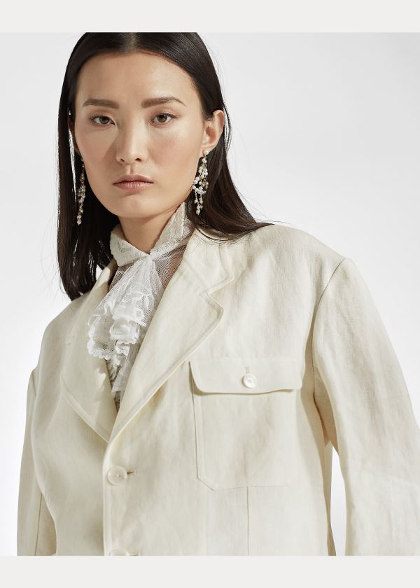 Ralph Lauren Demi Linen Jacket Světle Krém | YgkOZlZT