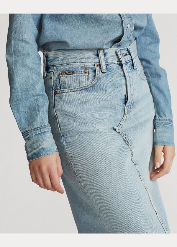 Ralph Lauren Denim Skirt Světle Indigo | ebEYQjSa