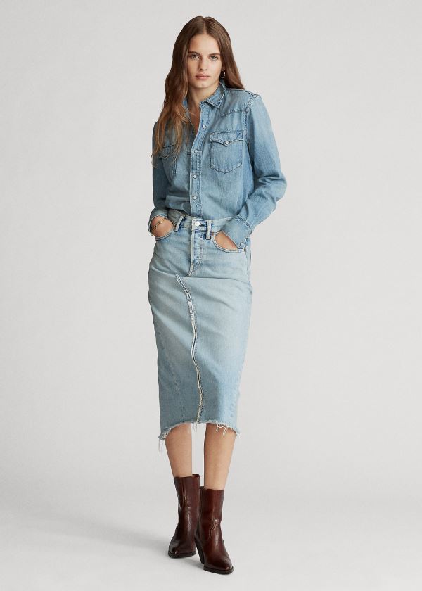 Ralph Lauren Denim Skirt Světle Indigo | ebEYQjSa
