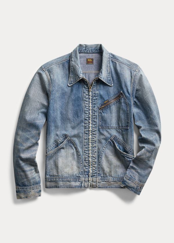 Ralph Lauren Denim Zip-Front Jacket Blankyt Blankyt Světle Modré | WJmWUP66