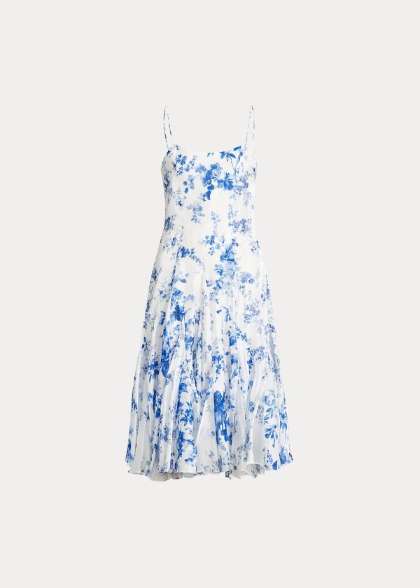 Ralph Lauren Denisa Floral Satin Šaty Blankyt Bílé | X6uxIL4X