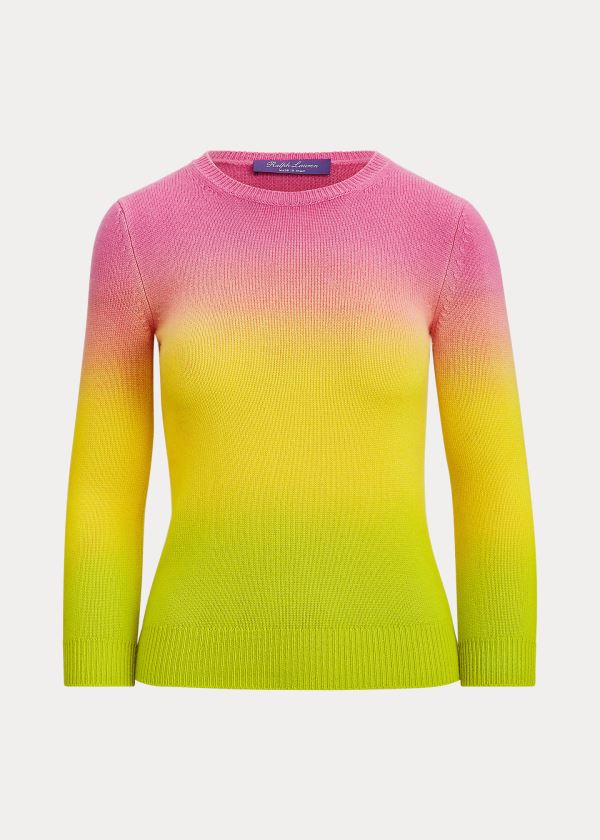 Ralph Lauren Dip-Dyed Cashmere Svetrové Růžové Žluté Zelene | X3Yk1Ut8