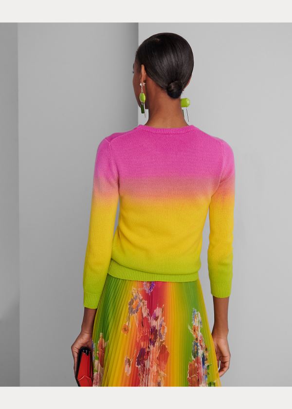 Ralph Lauren Dip-Dyed Cashmere Svetrové Růžové Žluté Zelene | X3Yk1Ut8