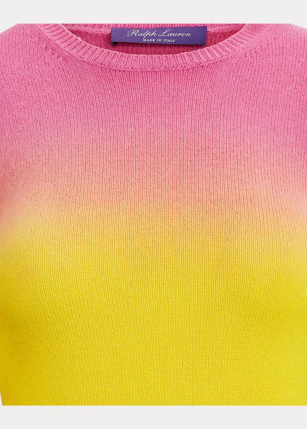 Ralph Lauren Dip-Dyed Cashmere Svetrové Růžové Žluté Zelene | X3Yk1Ut8