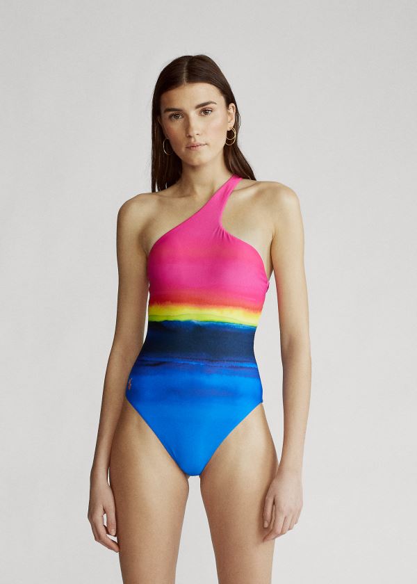 Ralph Lauren Dip-Dyed One-Shoulder Swimsuit Viacfarebný | kYXK16ge