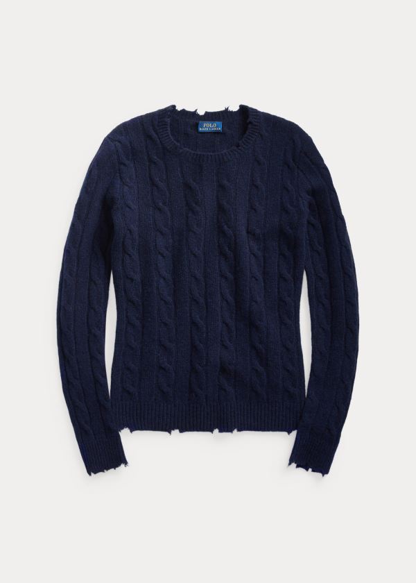 Ralph Lauren Distressed Cashmere Svetrové Tmavě Blankyt | EWkucHzV