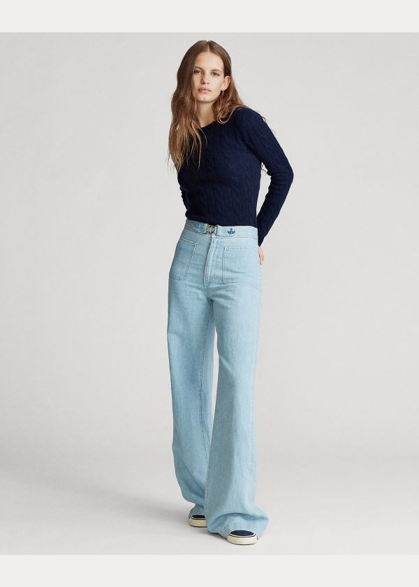 Ralph Lauren Distressed Cashmere Svetrové Tmavě Blankyt | EWkucHzV