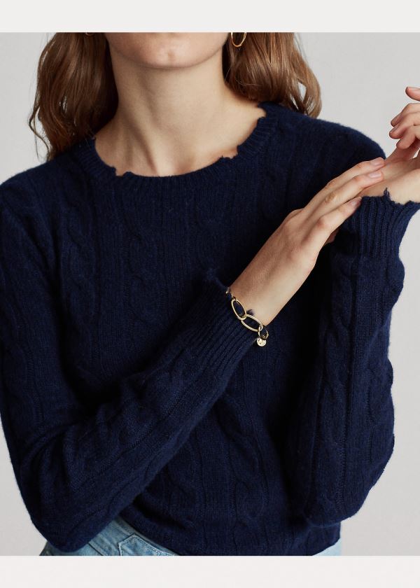 Ralph Lauren Distressed Cashmere Svetrové Tmavě Blankyt | EWkucHzV