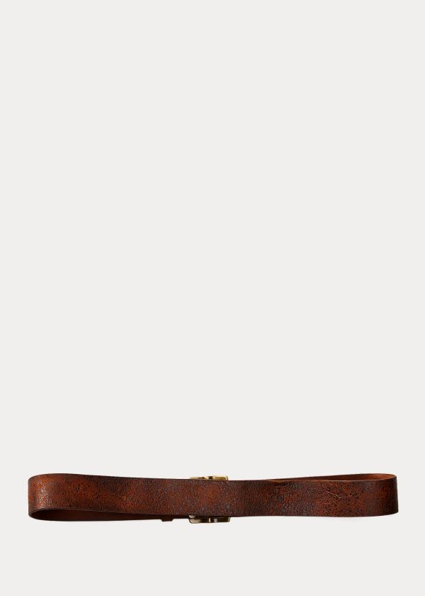 Ralph Lauren Distressed Læder Belt Hnědé | GN9l2GKC