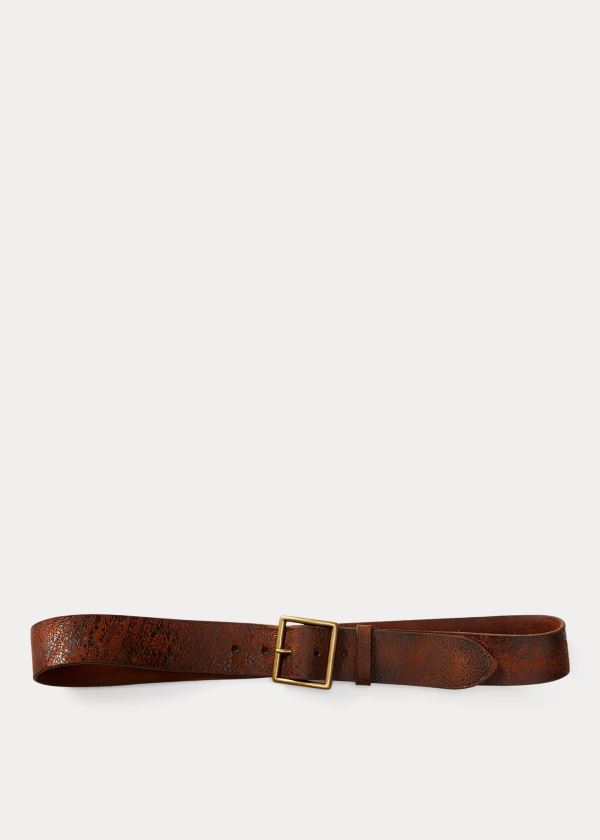 Ralph Lauren Distressed Læder Belt Hnědé | GN9l2GKC