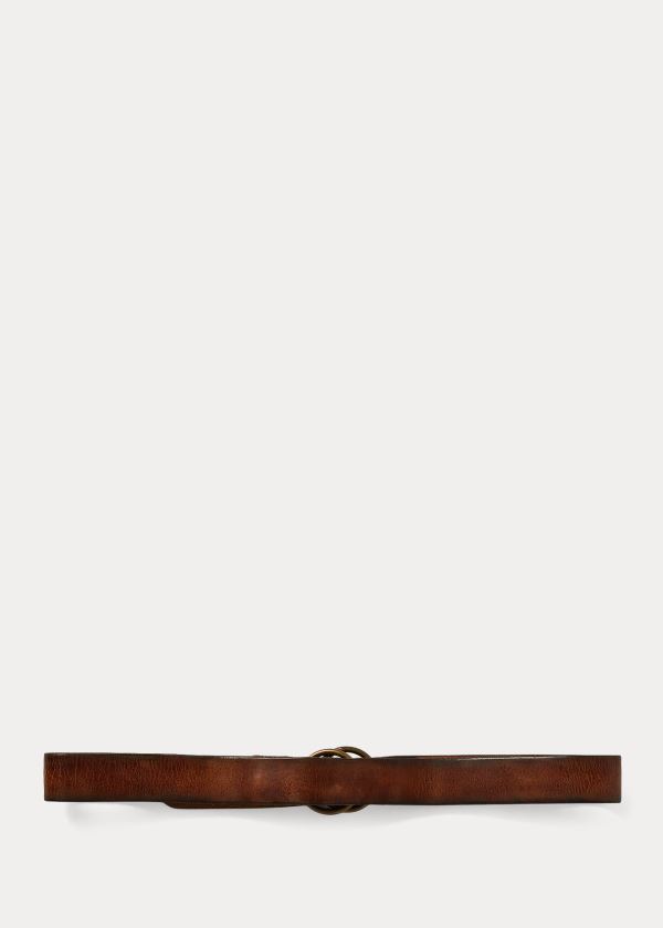 Ralph Lauren Distressed Læder Belt Hnědé | UxtQhpdM