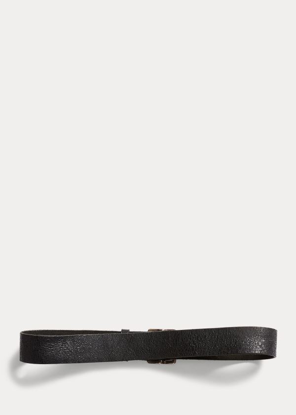 Ralph Lauren Distressed Læder Belt Černé | boIJDLVJ