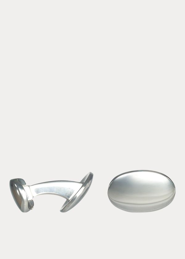 Ralph Lauren Domed Oval Cuff Links Stříbrné | Hsk0H2NV