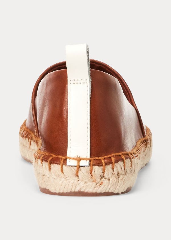 Ralph Lauren Dorian Læder Espadrilky Tmavě Hnědé Černé | hqOAl5YE