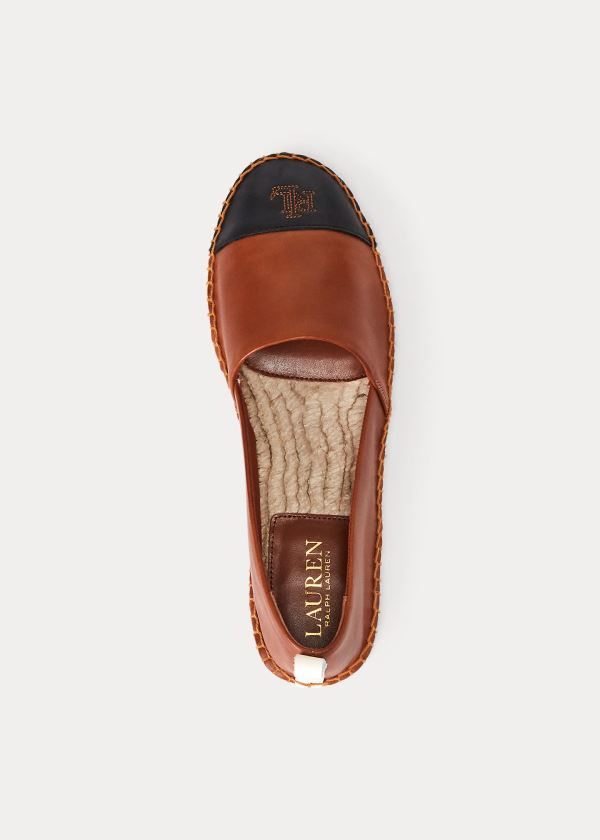 Ralph Lauren Dorian Læder Espadrilky Tmavě Hnědé Černé | hqOAl5YE