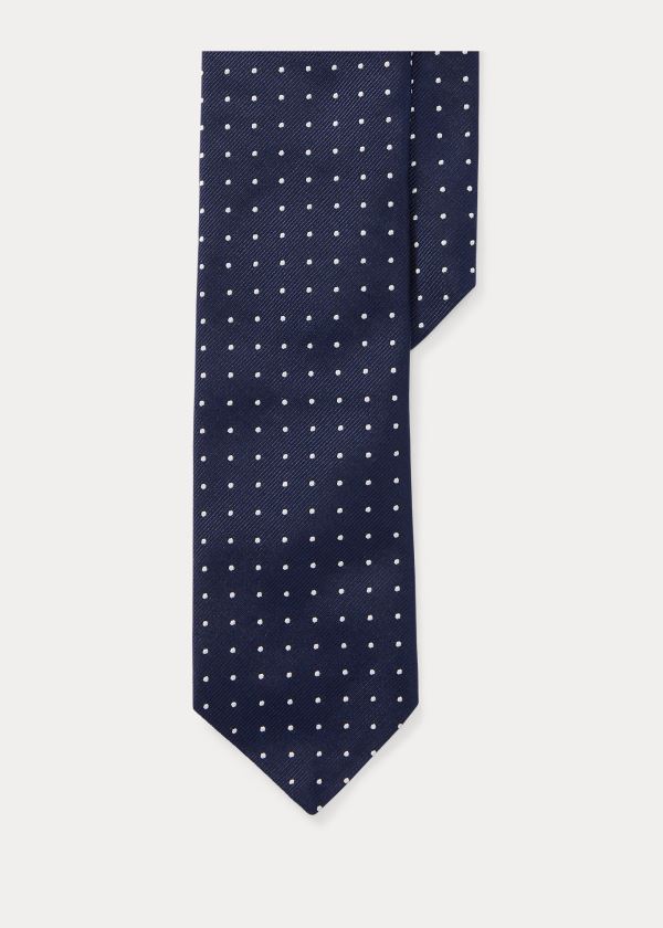 Ralph Lauren Dot Silk Repp Narrow Tie Tmavě Blankyt | hylbfMx9
