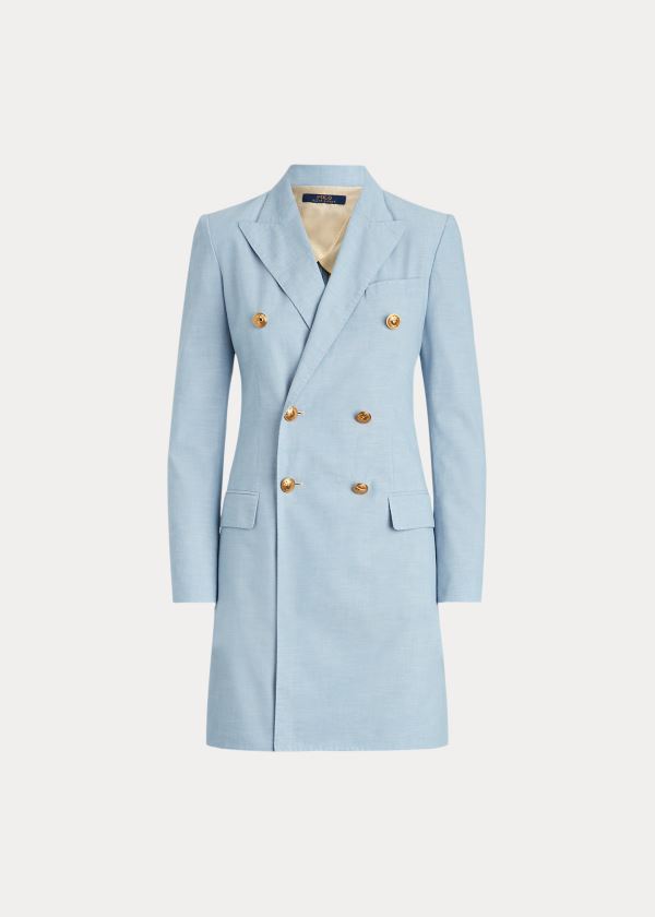 Ralph Lauren Double-Breasted Bavlněné Blazer Blankyt Hnědé | yFkLWBim