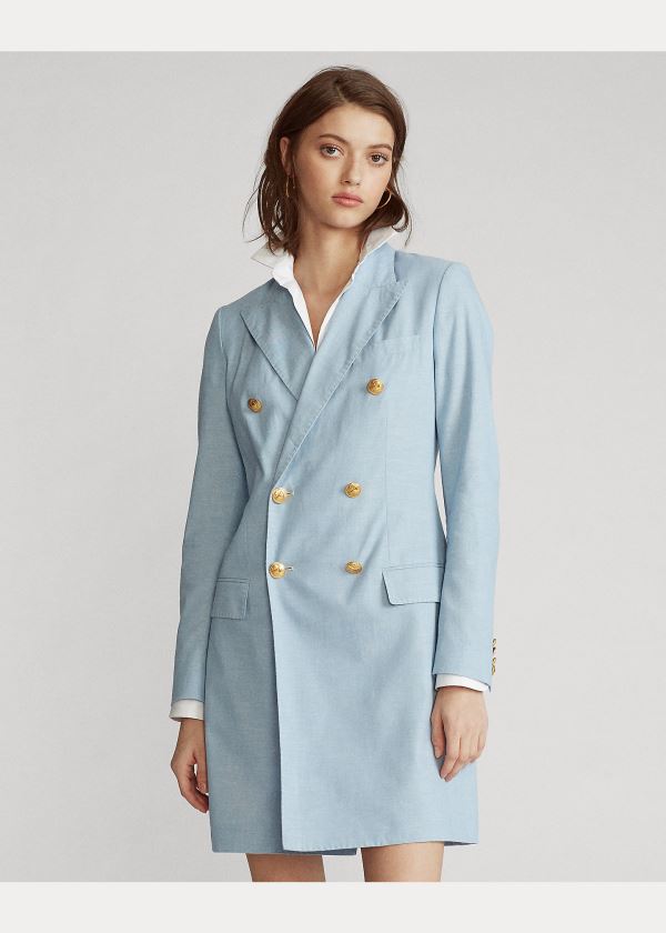 Ralph Lauren Double-Breasted Bavlněné Blazer Blankyt Hnědé | yFkLWBim