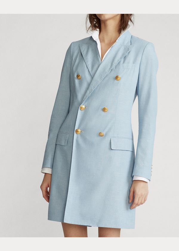 Ralph Lauren Double-Breasted Bavlněné Blazer Blankyt Hnědé | yFkLWBim