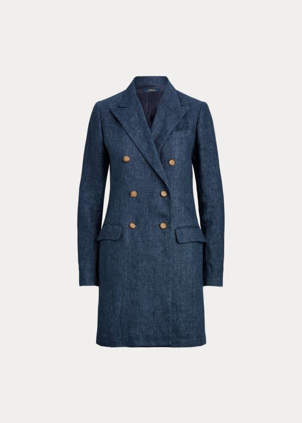 Ralph Lauren Double-Breasted Linen Blazer Blankyt | CGySuSny