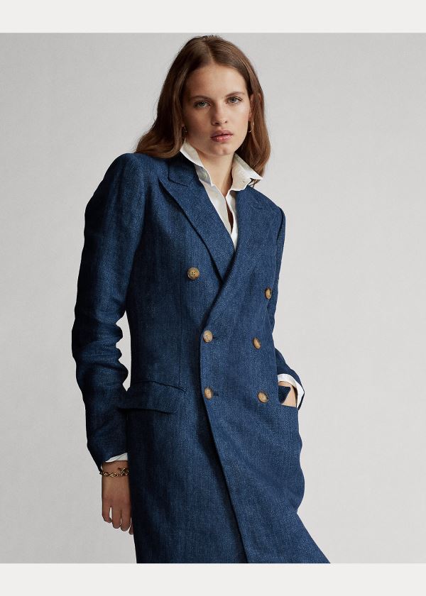 Ralph Lauren Double-Breasted Linen Blazer Blankyt | CGySuSny