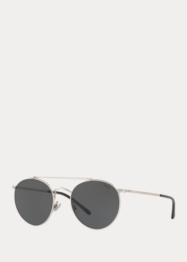 Ralph Lauren Double-Bridge Round Sunglasses Stříbrné | bwuSTcIv