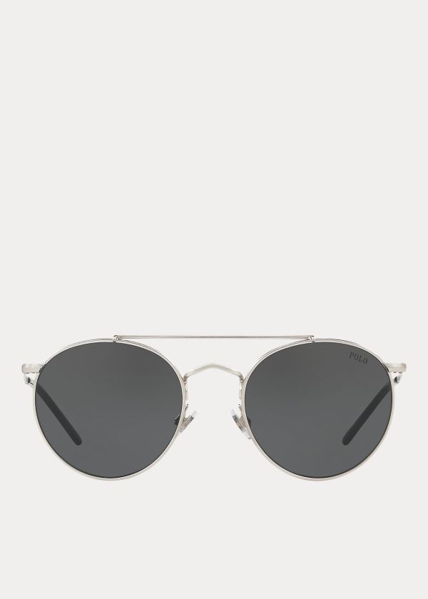 Ralph Lauren Double-Bridge Round Sunglasses Stříbrné | bwuSTcIv