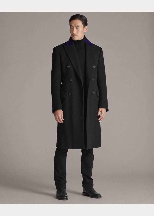 Ralph Lauren Double-Faced Cashmere Topcoat Černé | l92YyyGP
