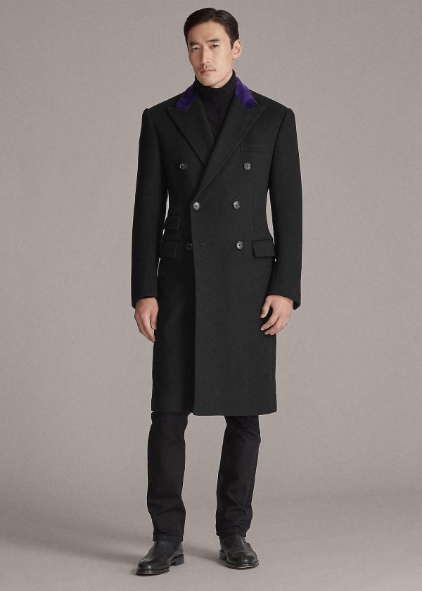 Ralph Lauren Double-Faced Cashmere Topcoat Černé | l92YyyGP