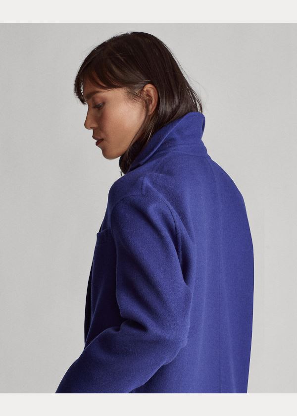 Ralph Lauren Double-Faced Wool-Blend Coat Královská Modrá Blankyt | vSVgHFPp